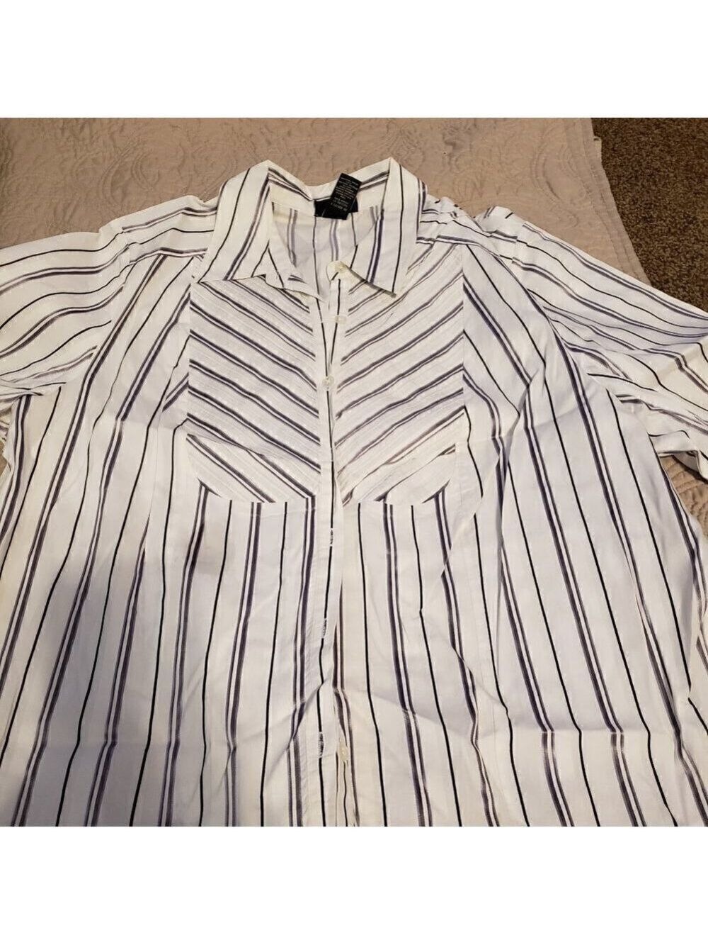 LANE Bryant Tuxedo style front Striped Shirt